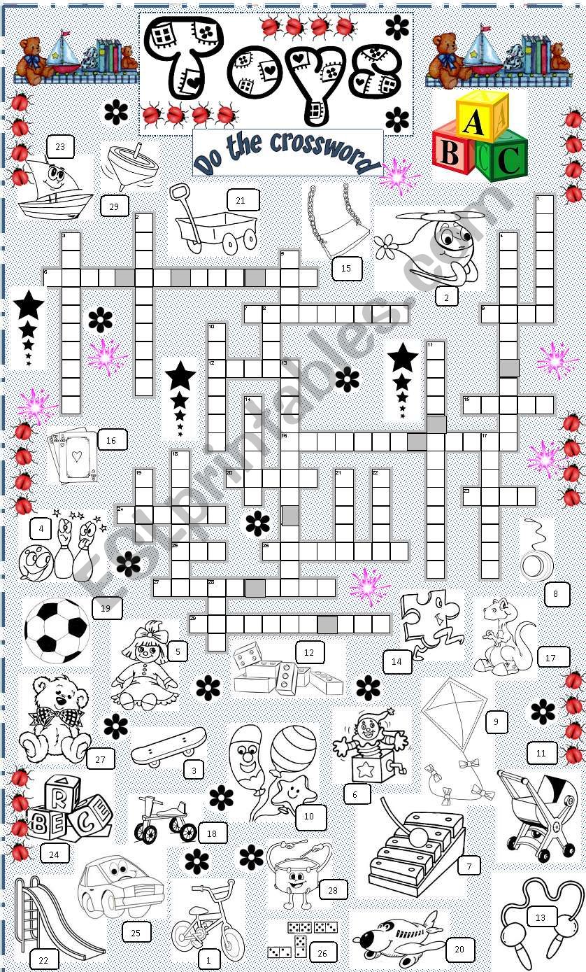 toys crossword worksheet