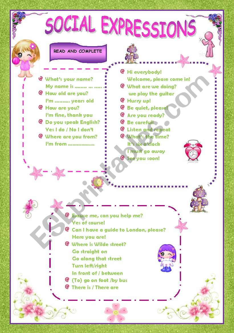 SOCIAL EXPRESSIONS worksheet