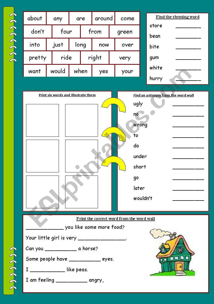 Working with words worksheet