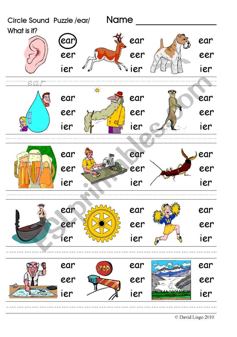 Circle Sound Puzzle 11: phonics the /ear/ sound