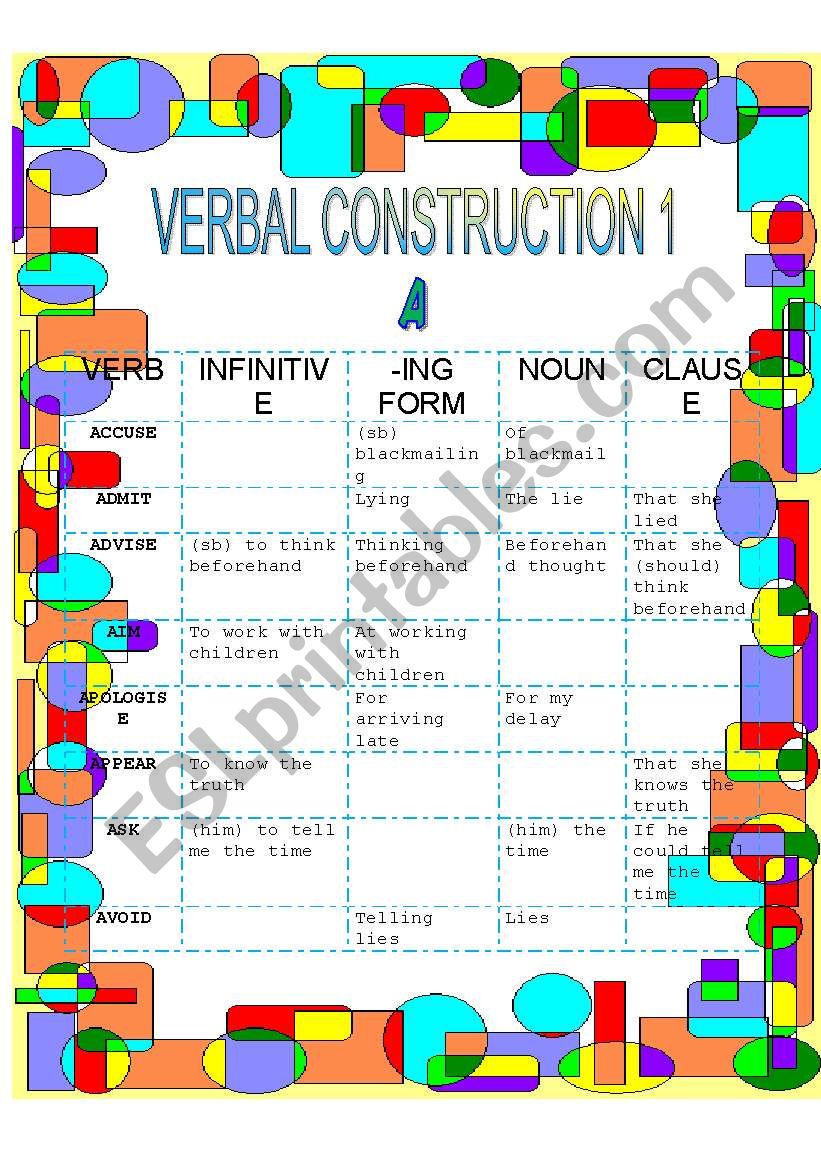 Verbal Constructions worksheet