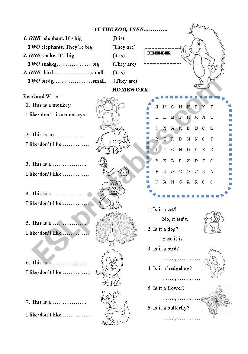 ANIMALS worksheet