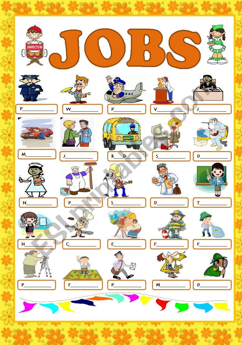 esl worksheets on jobs