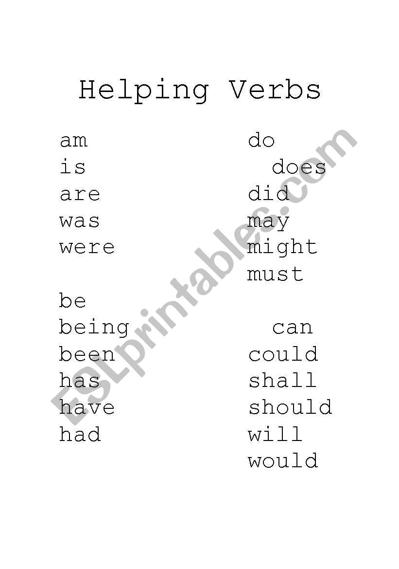 Helping Verbs worksheet