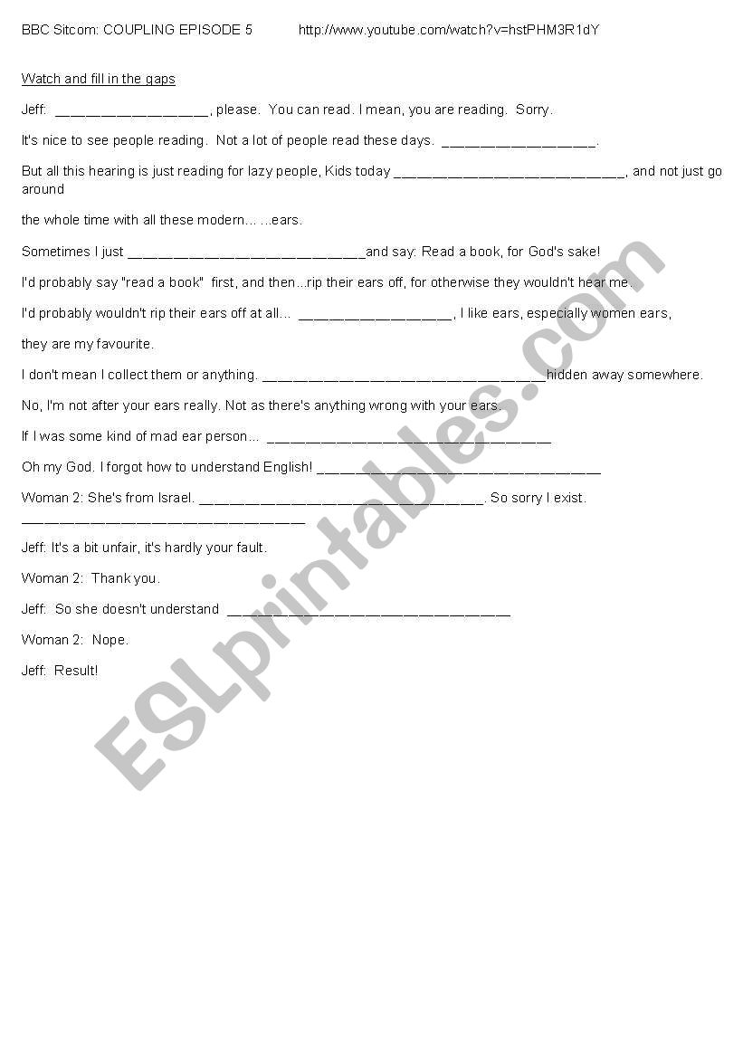 BBC Coupling EPISODES 1 & 5 worksheet