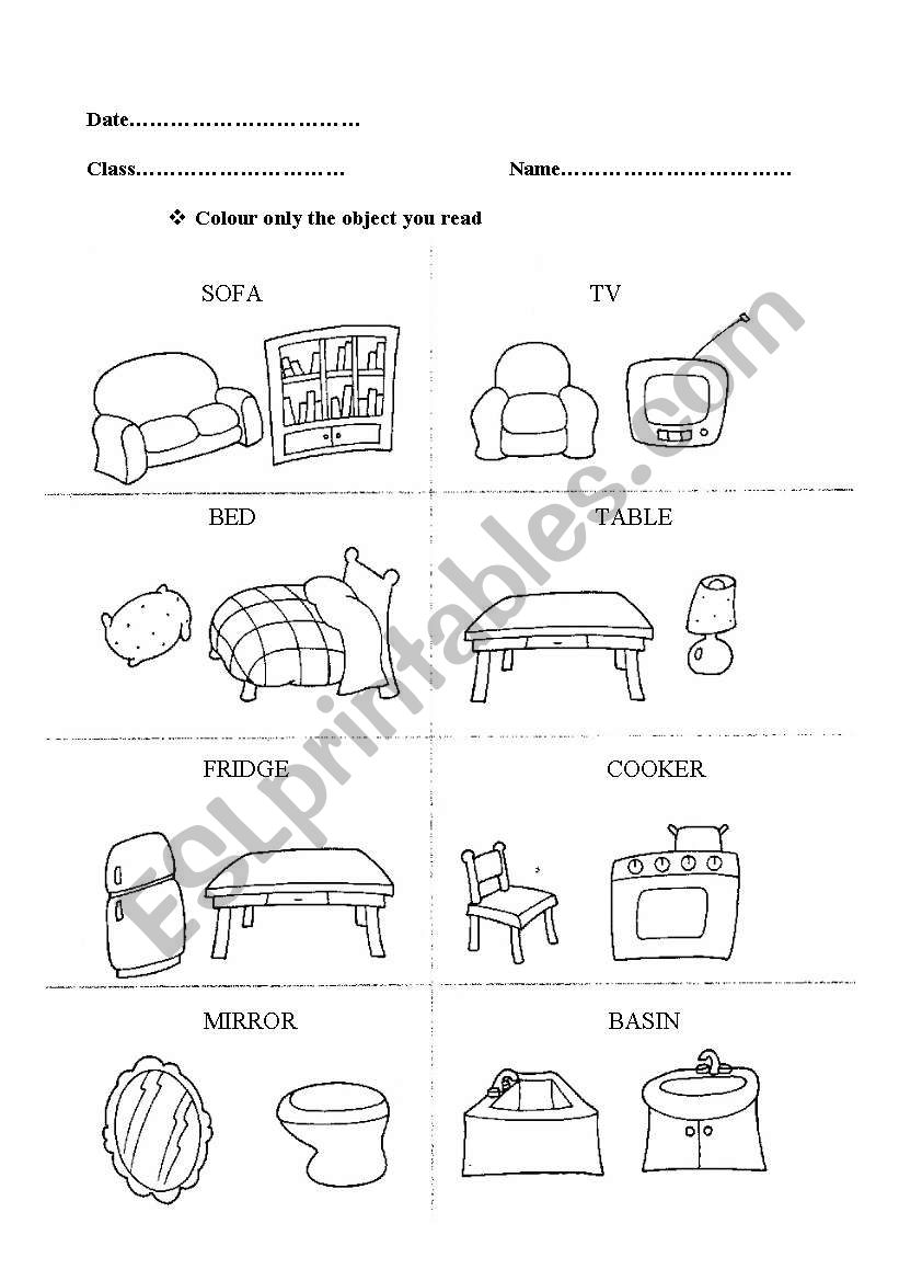 furniture worksheet