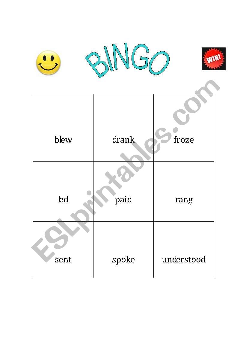 irregular verbs past simple bingo
