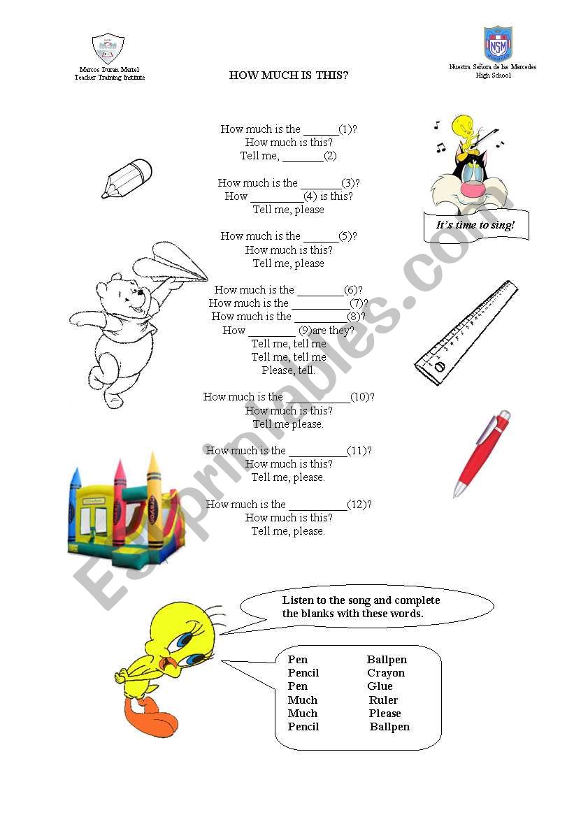 How much is it - Song worksheet