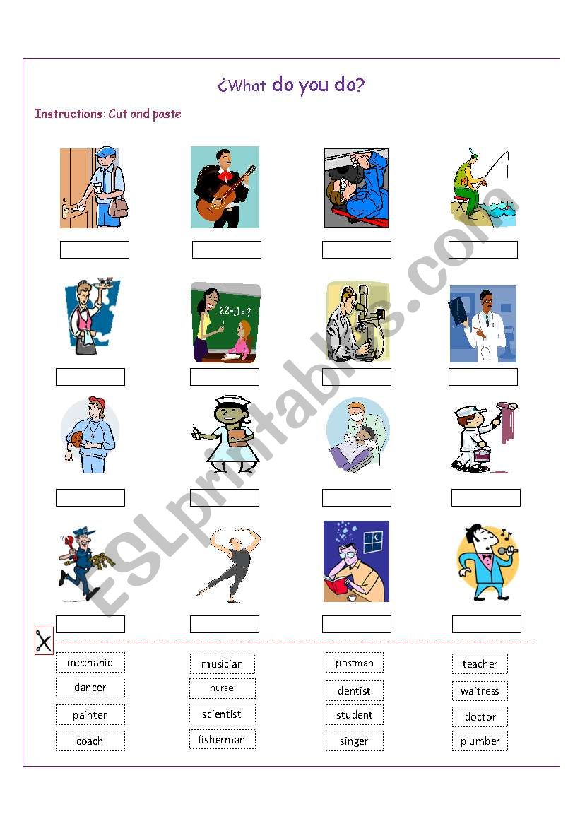 occupations worksheet