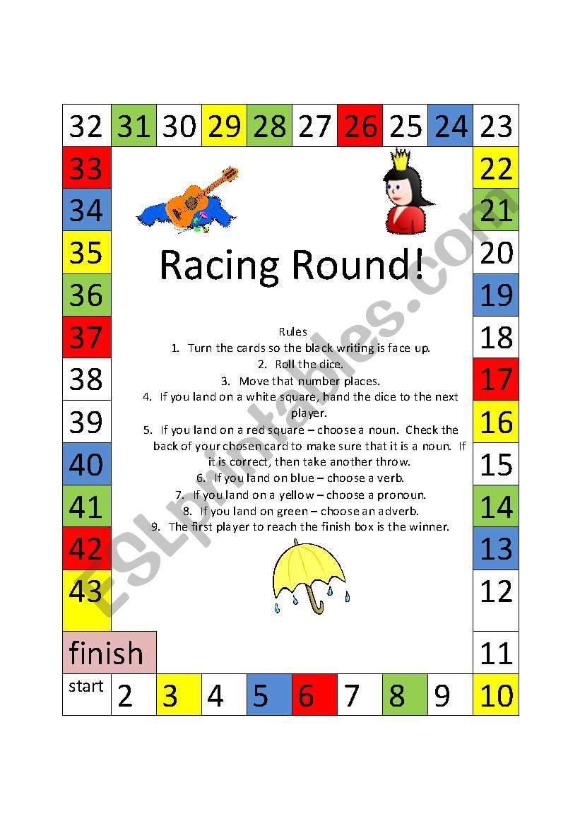 Racing Round worksheet
