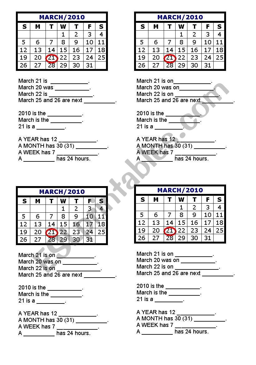 Days of the Week worksheet