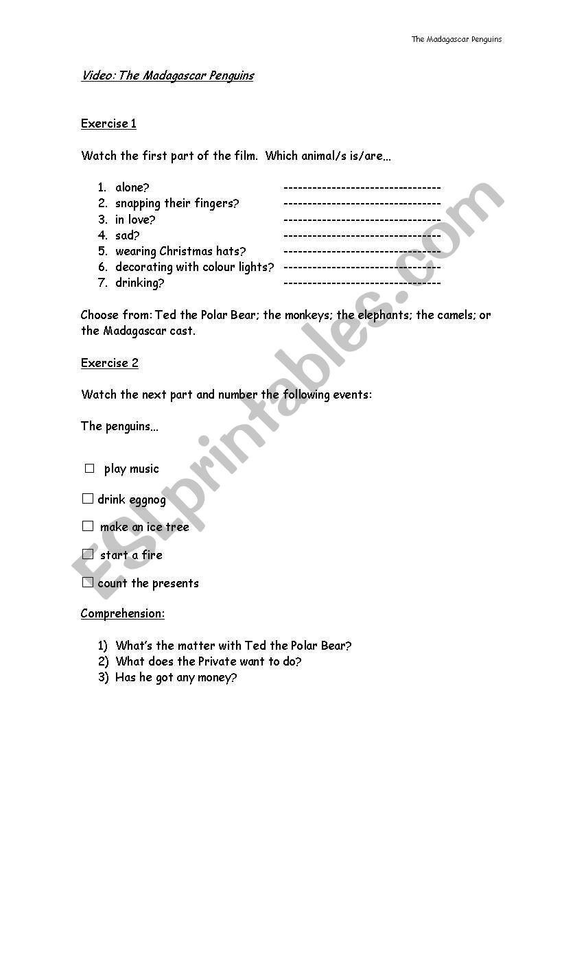 The Madagascar Penguins worksheet