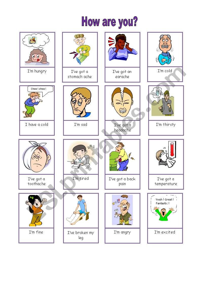 how are you  (pictionary and vocabulary activities)