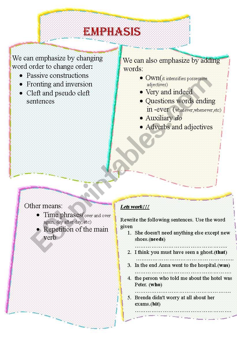 emphasis worksheet