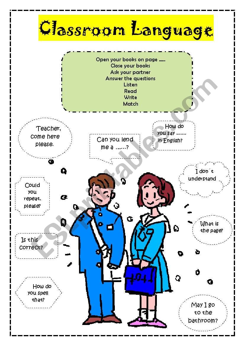 Classroom Language worksheet