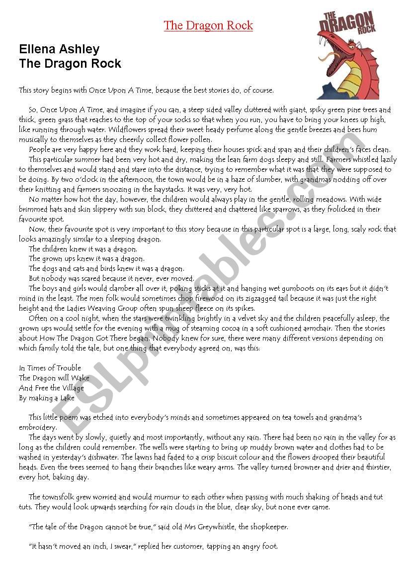 Short story with activities worksheet