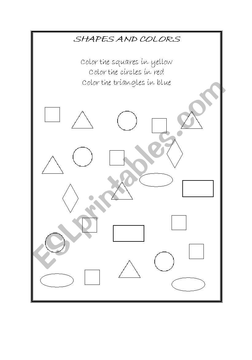 SHAPES AND COLORS worksheet