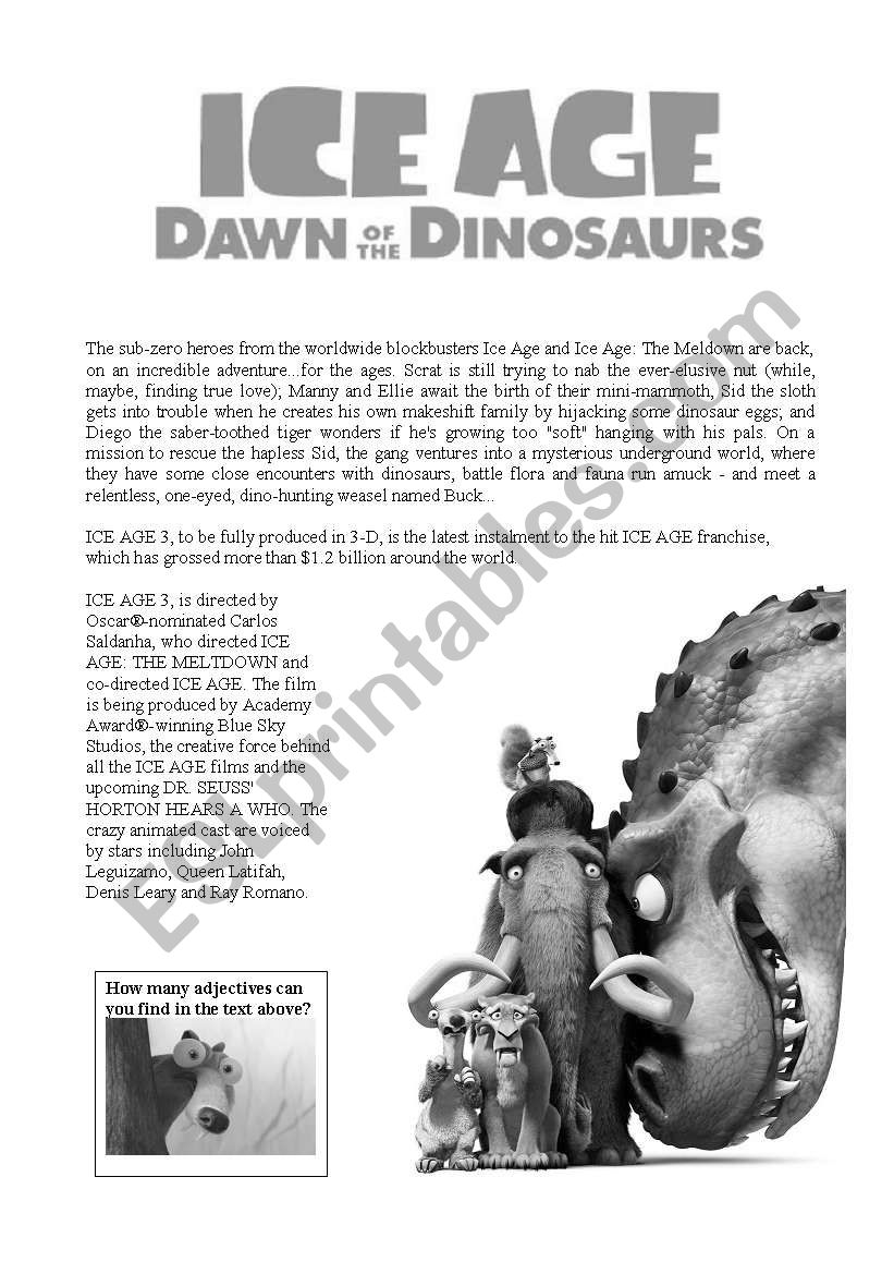 Ice Age Dawn of the Dinosaurs ADJECTIVES