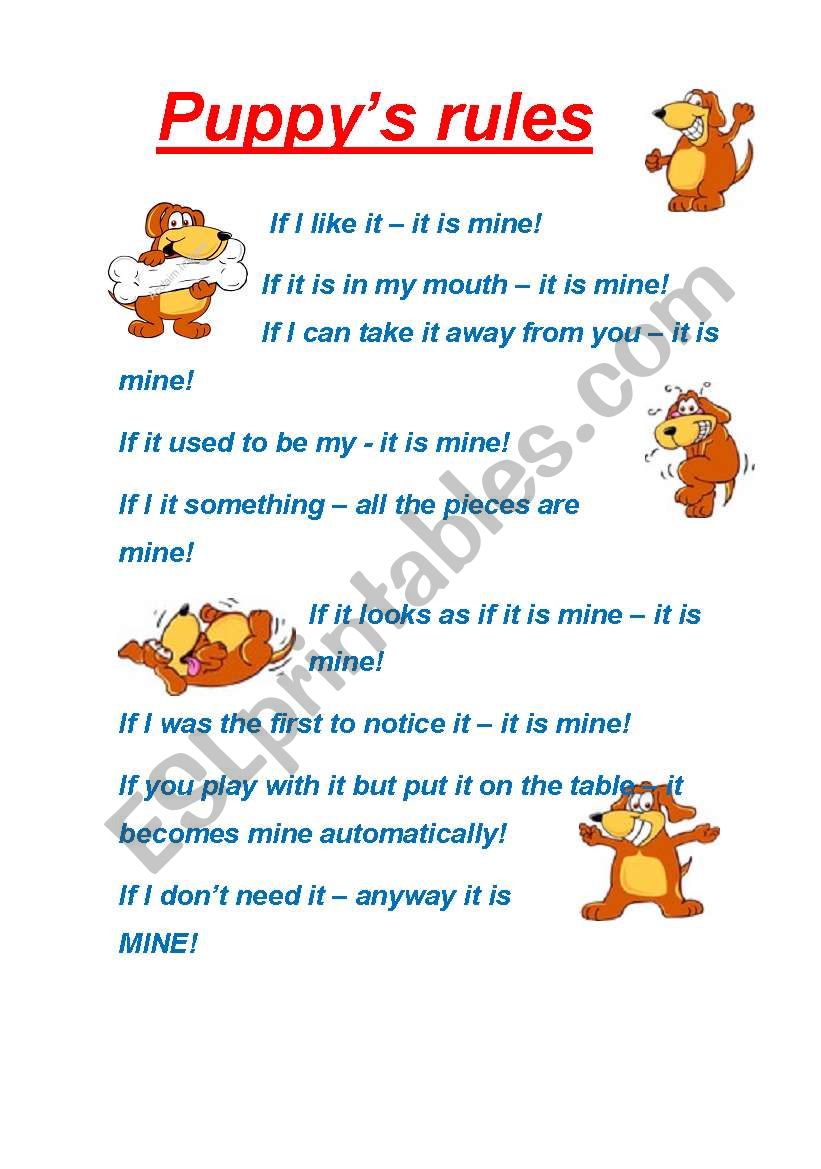 Funny Puppy´s Rules ESL worksheet by Svetlana (F)