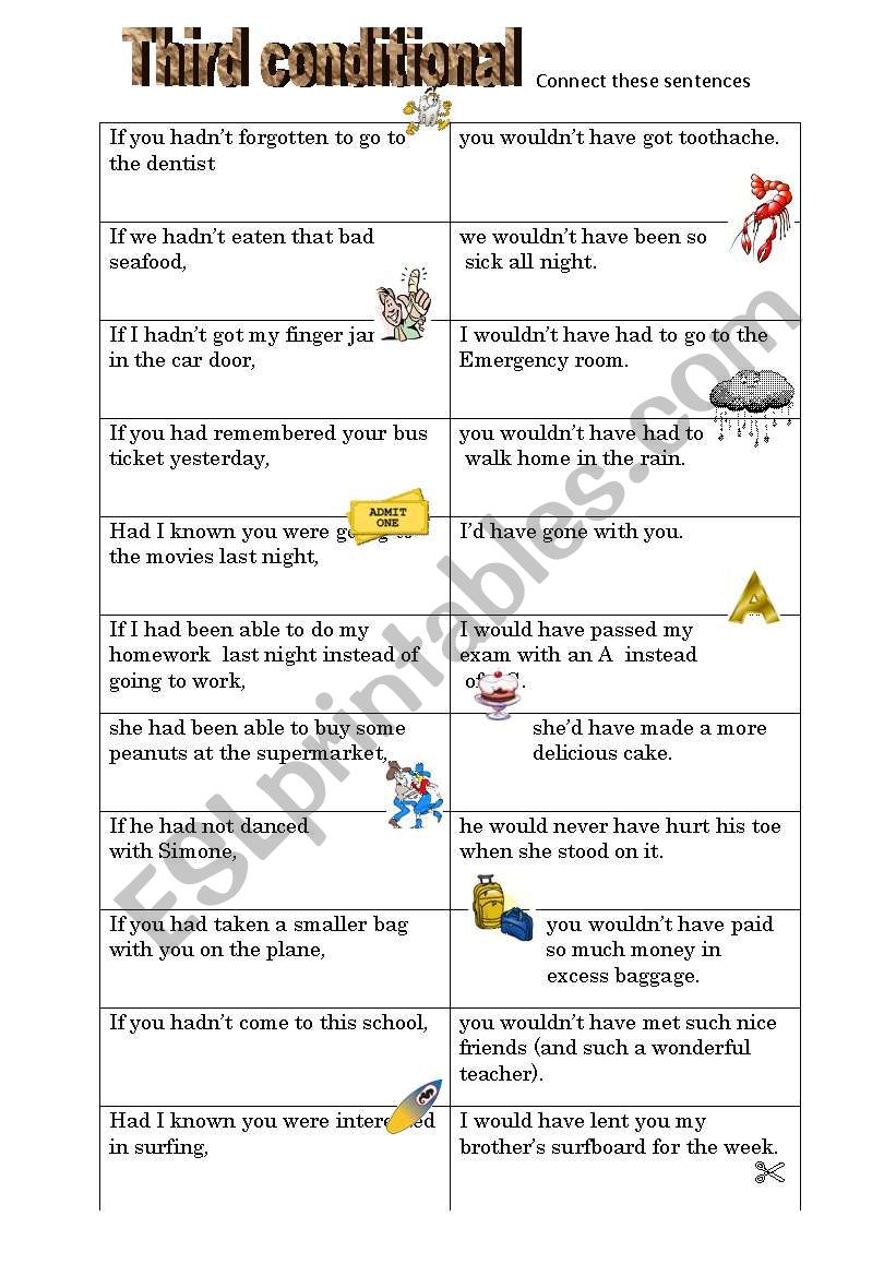 Third conditional -match the sentence halves for pre-intermediate and above