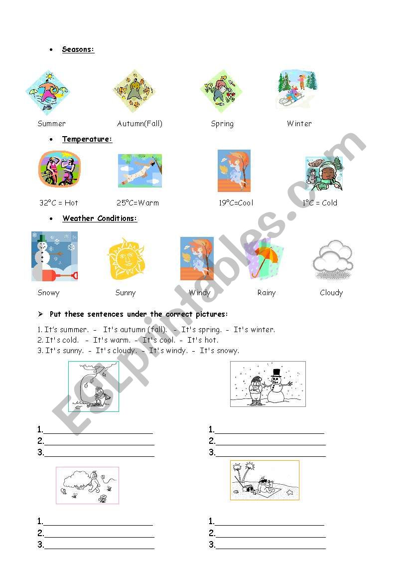 weather & seasons worksheet