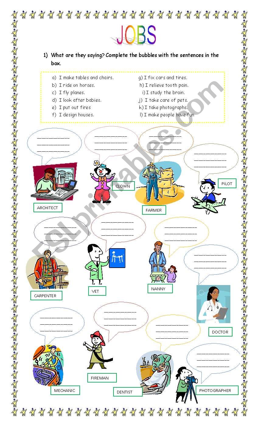 Jobs worksheet