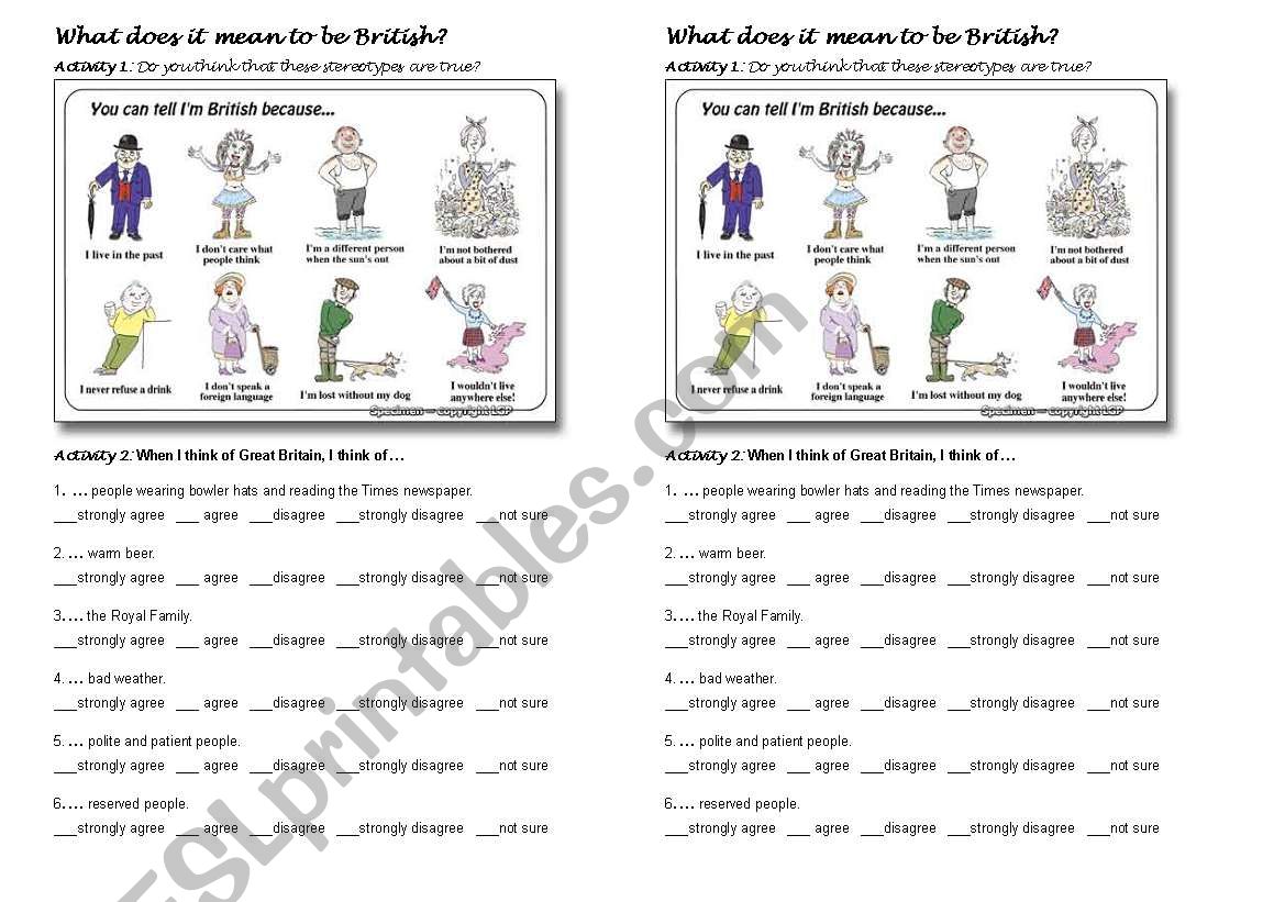 Britishness worksheet