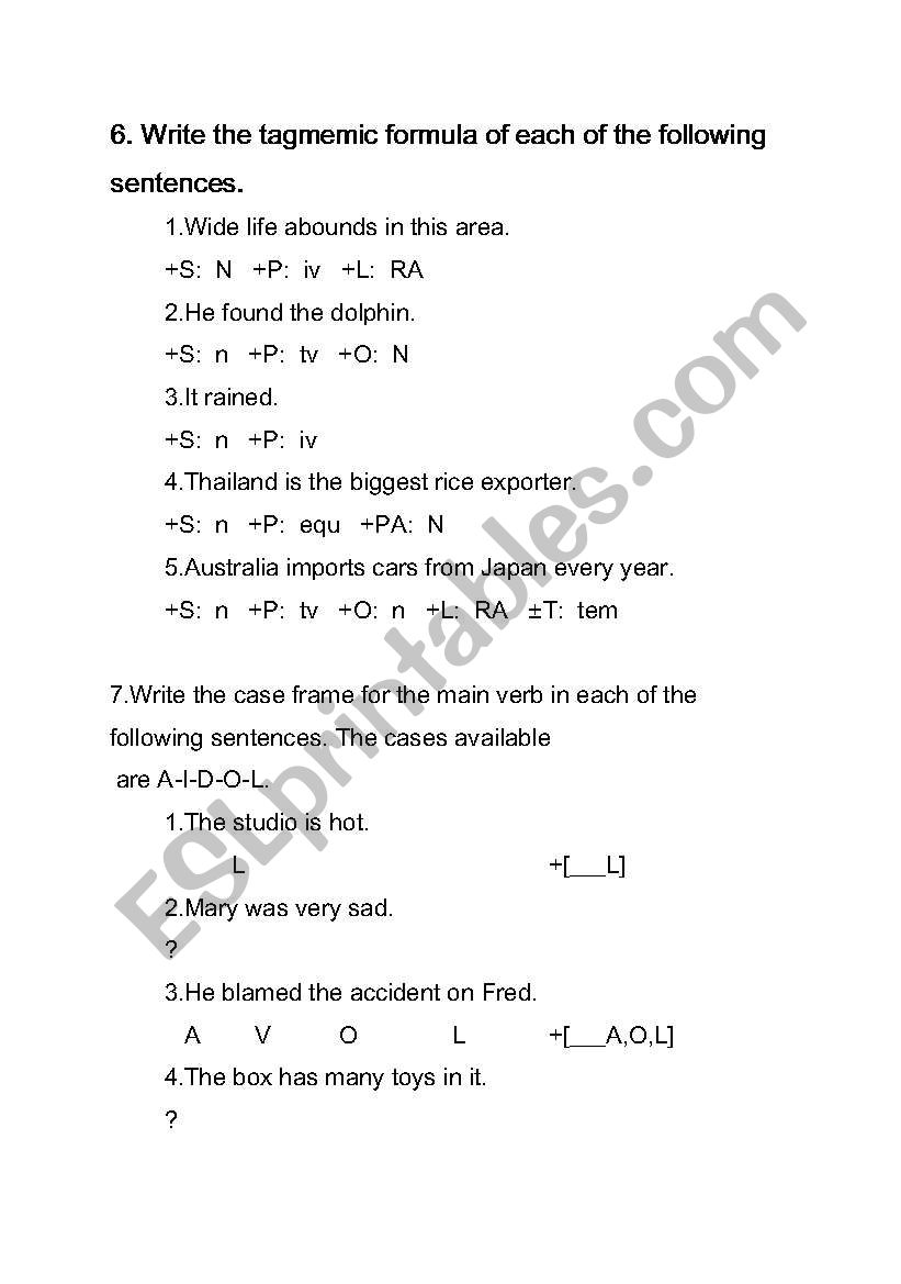 linguistics worksheet