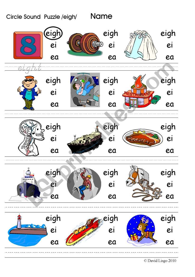 Circle Sound Puzzle 13: phonics the /eigh/ sound