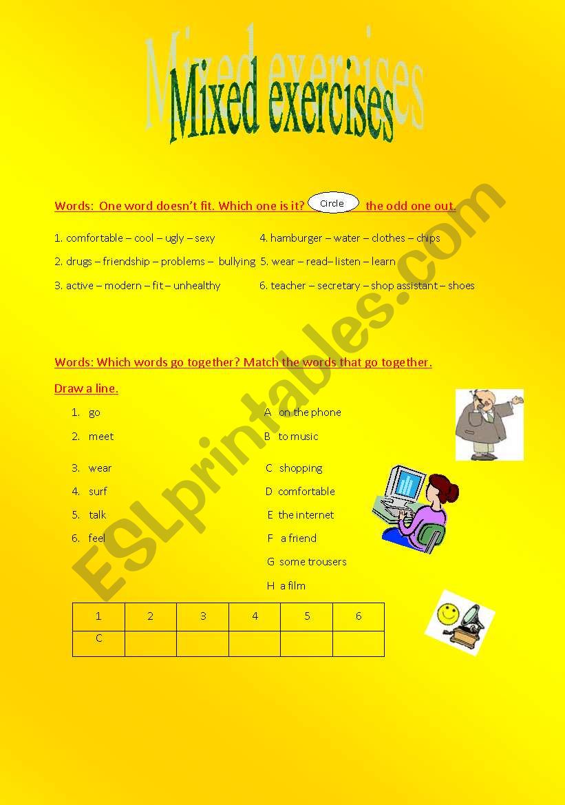 Mixed exercises  worksheet