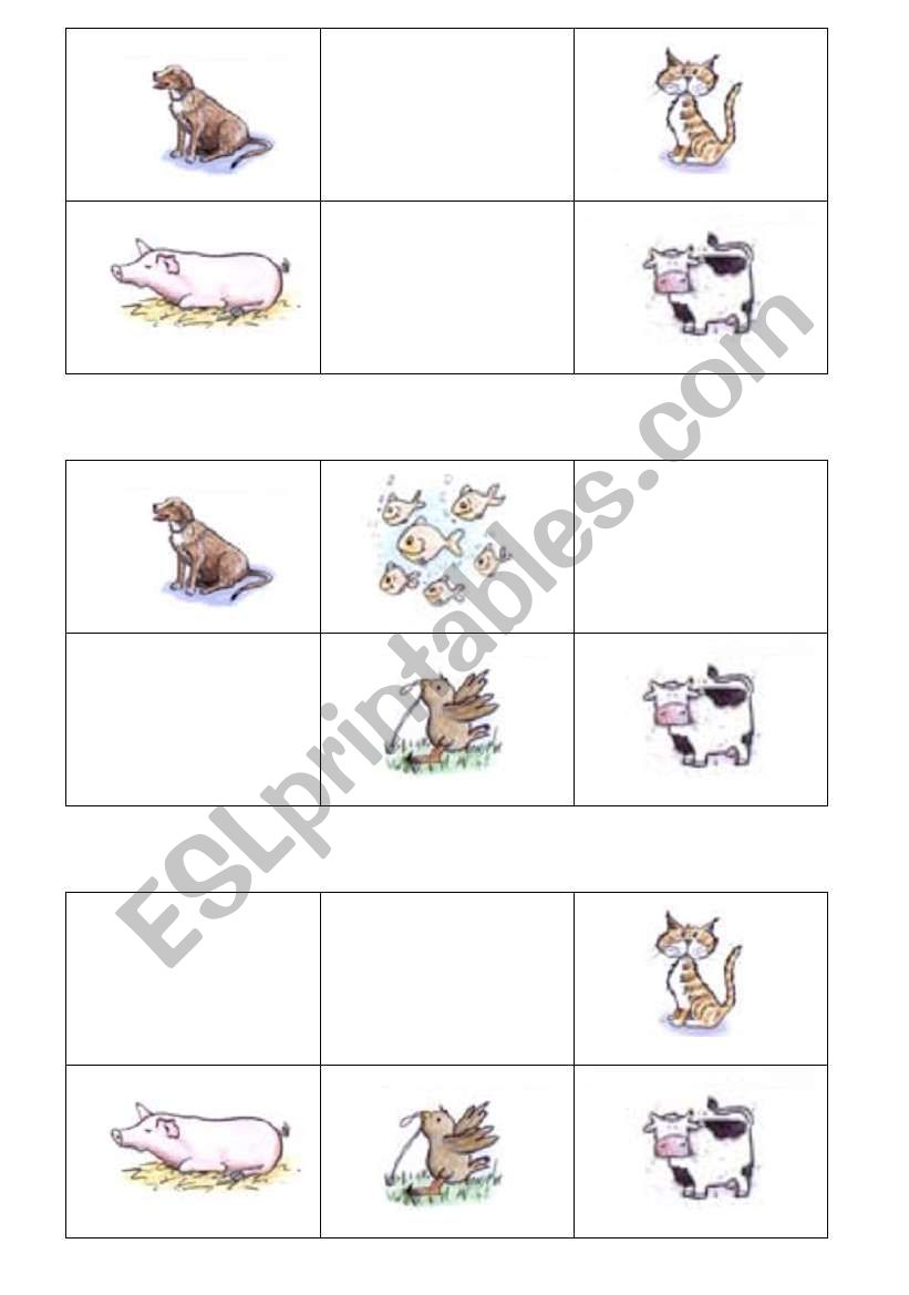 Bingo animals worksheet