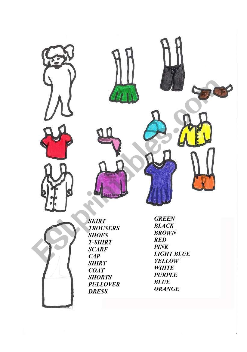 Clothes and colours worksheet