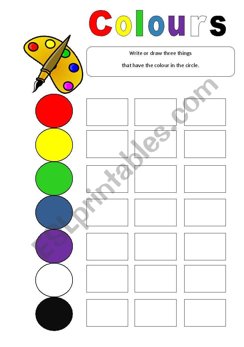 Colours (editable) worksheet