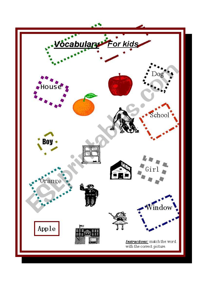 vocabulary for kids worksheet