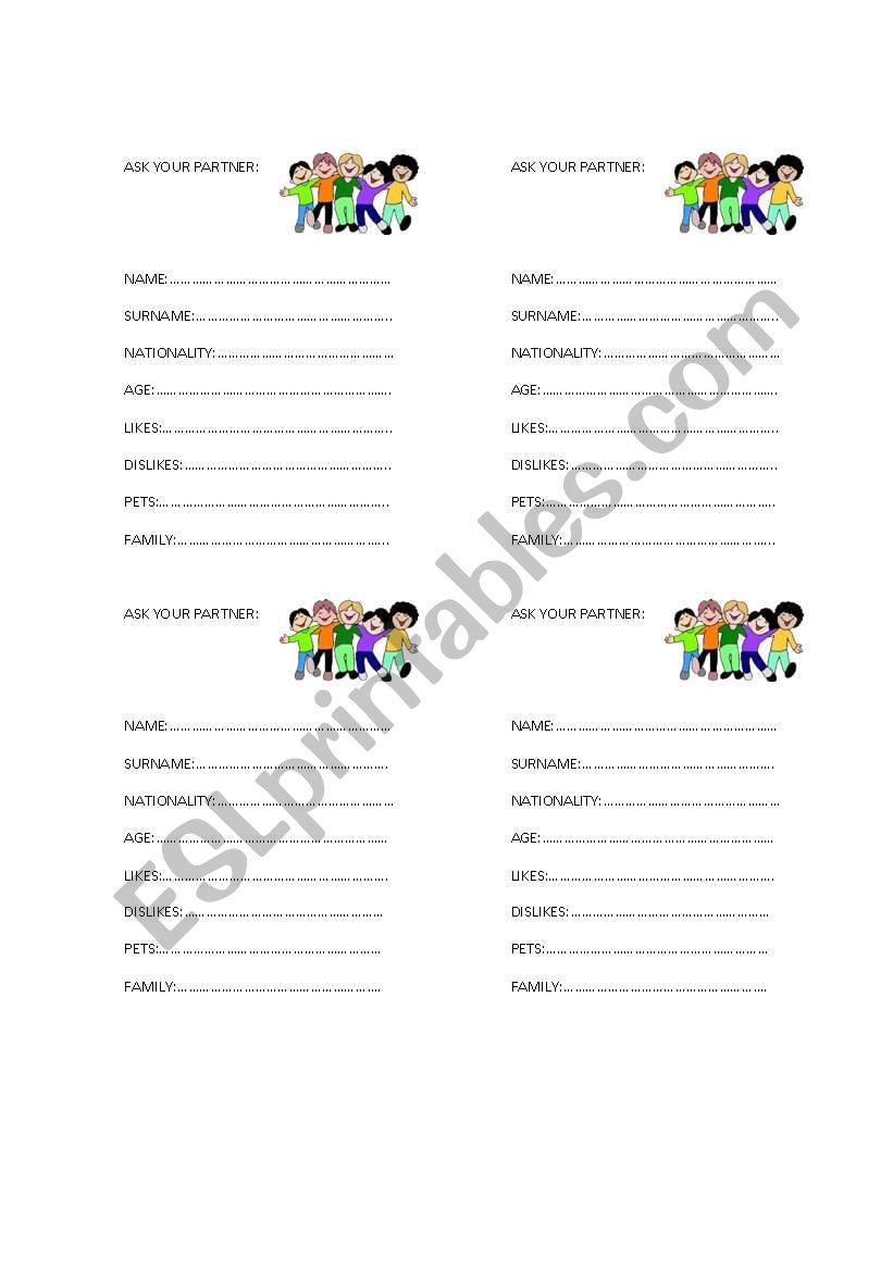 getting to know each other worksheet