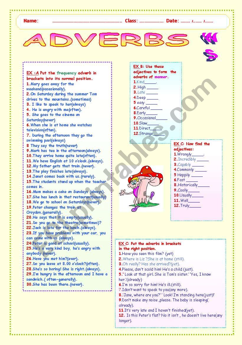 ADVERBS WS. worksheet