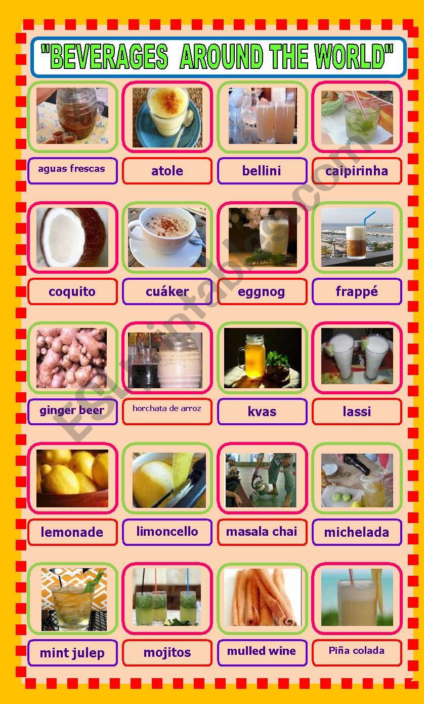 beverages around the world! worksheet