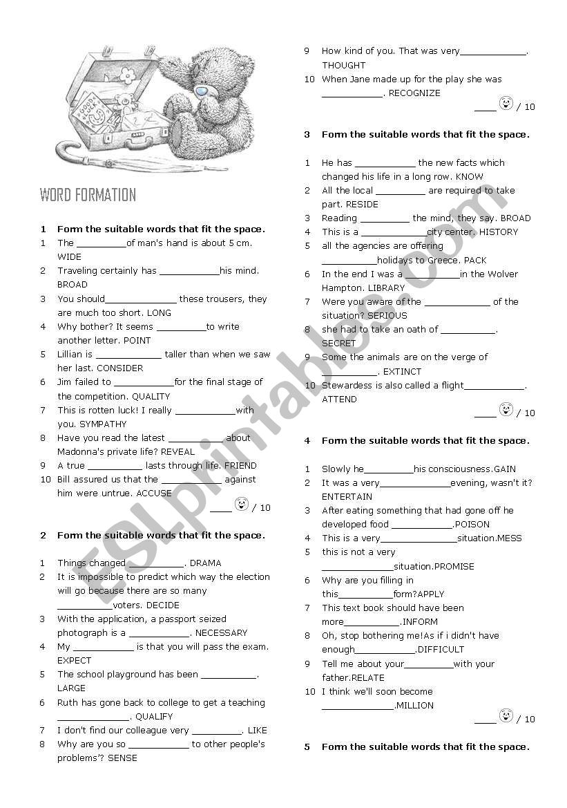 Word Formation 1 worksheet