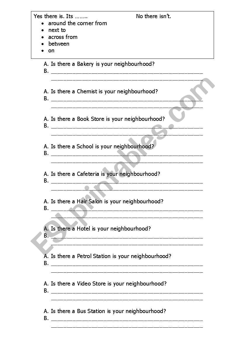 Preposition of location worksheet