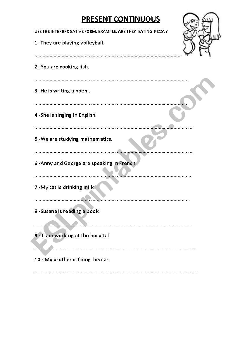 pRESENT CONTINUOUS worksheet