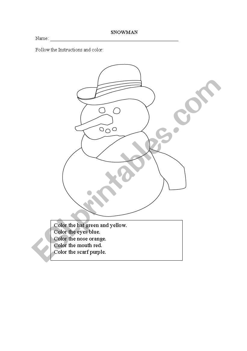 Snowman worksheet