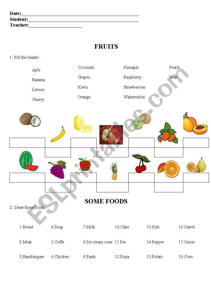 Fruits worksheet