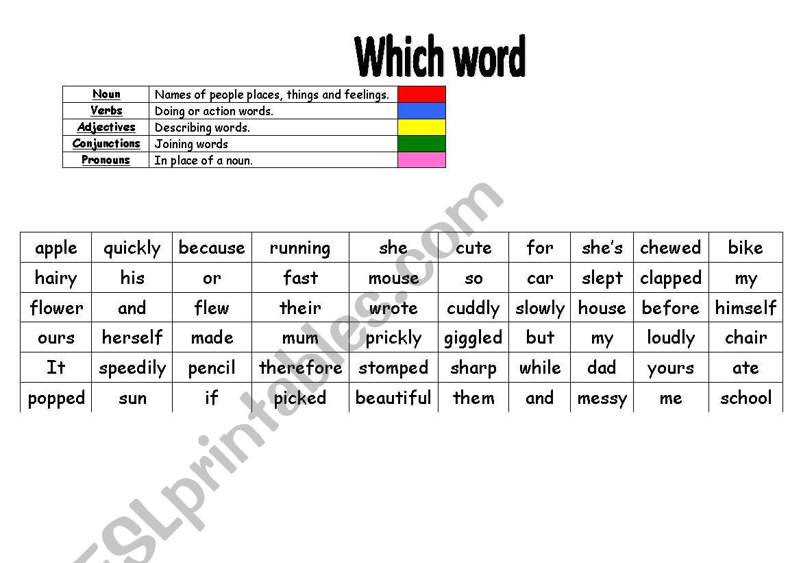 Which Word worksheet