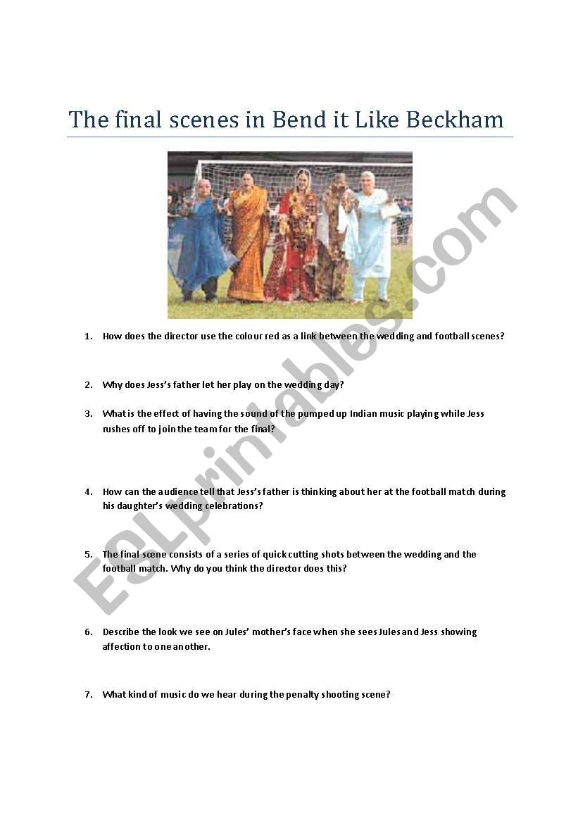 Bend it Like Beckham worksheet