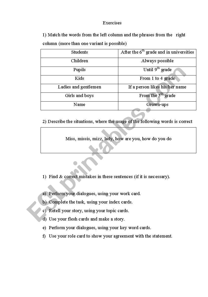 worksheet for future teachers of English
