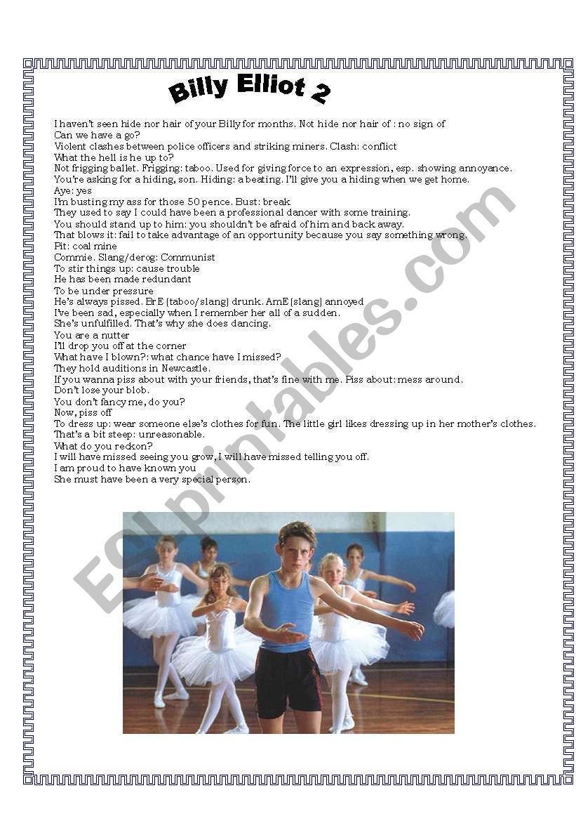 Billy Elliot (2) worksheet