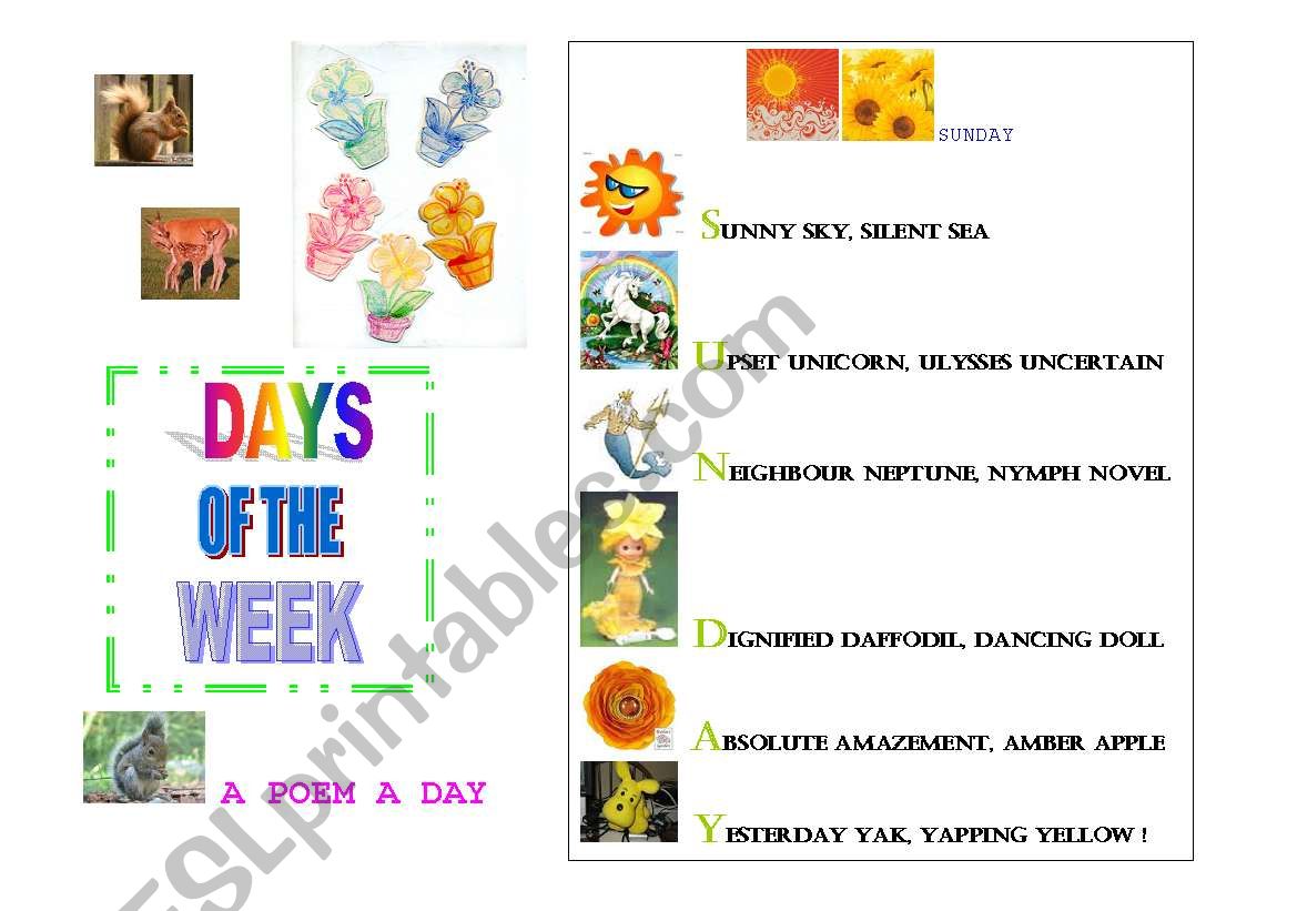 a poem a day worksheet