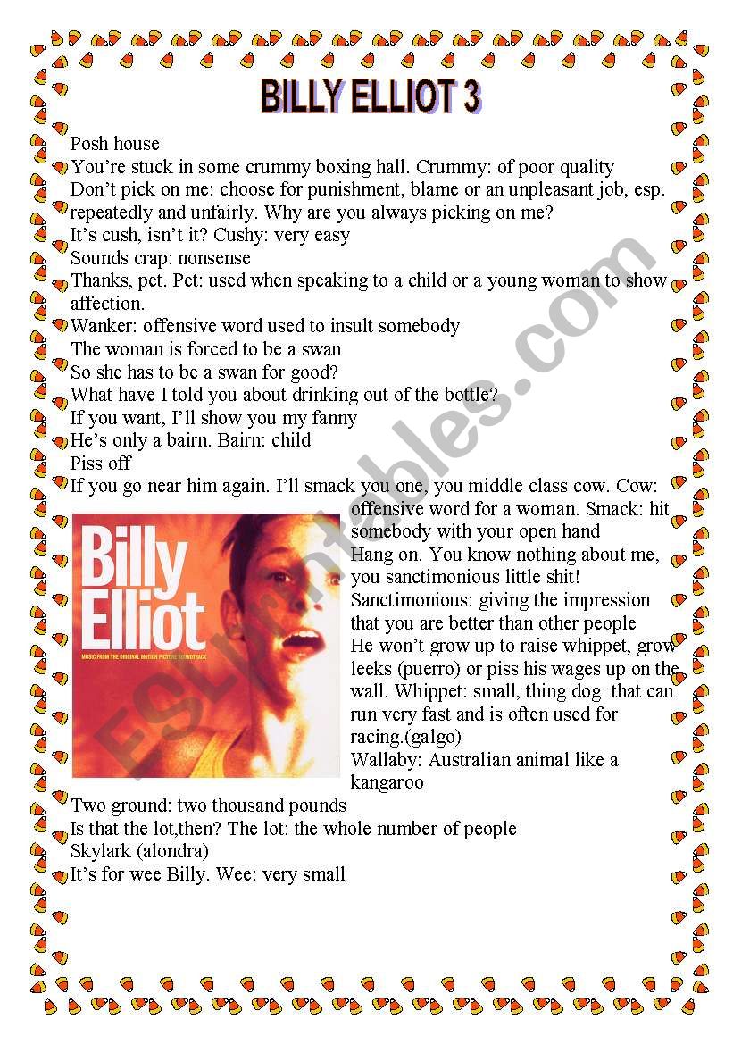 Billy Elliot (3) worksheet