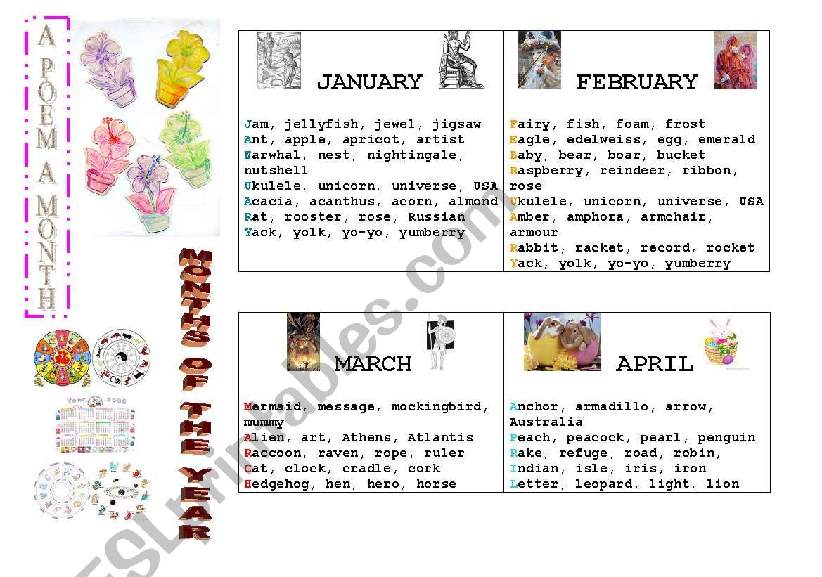 a poem a month worksheet