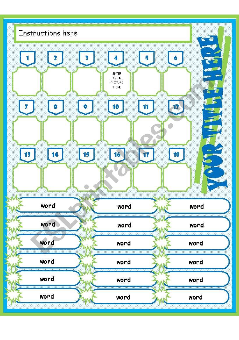 vocabulary tamplate worksheet